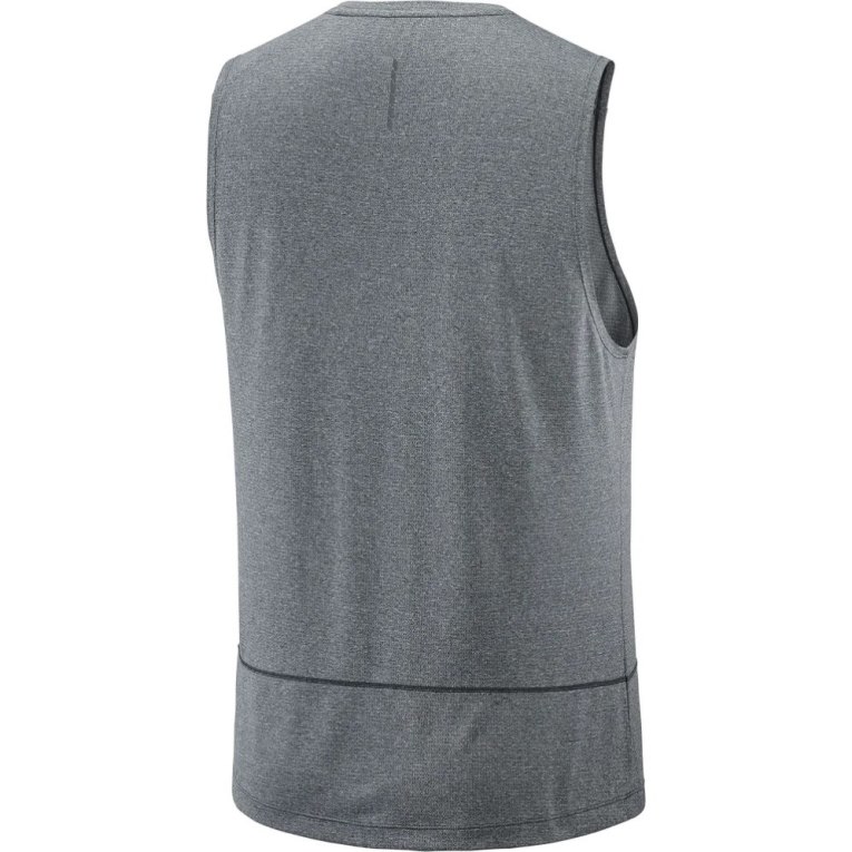 Dark Grey Salomon Cross Run Graphic Men's Tanks | IE IM3158